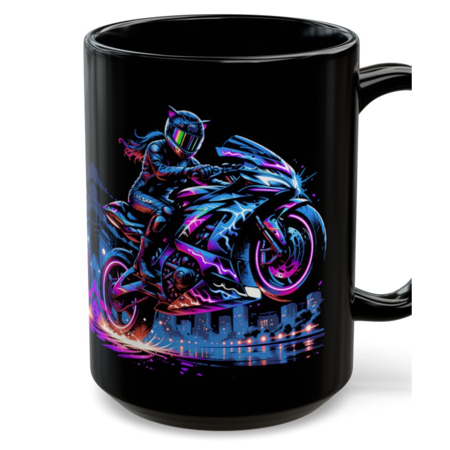 Sport Bike Mug – Neon Motorcycle Coffee Mug for Riders and Street Bike Fans – 15oz – by Lair Gadgets