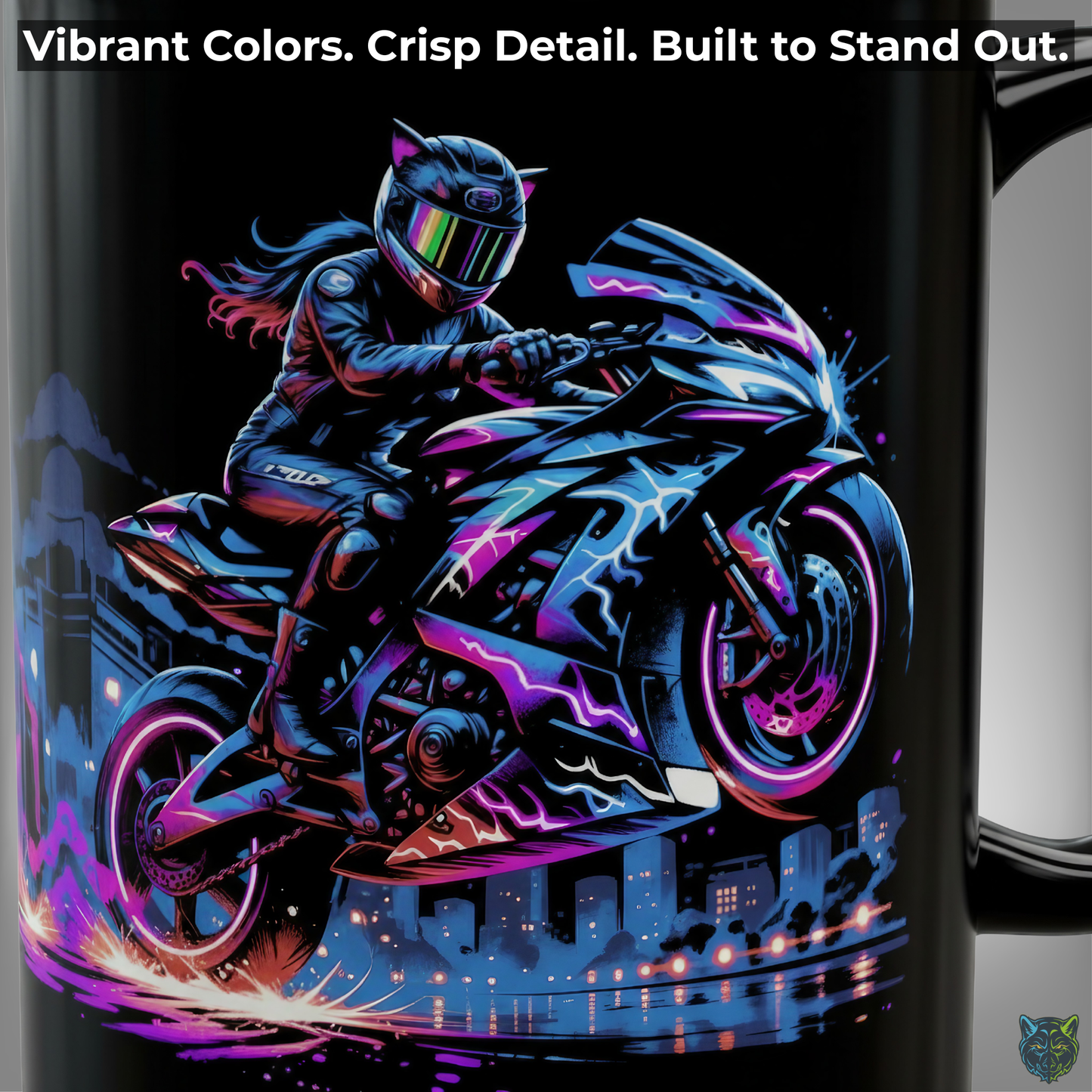 Sport Bike Mug – Neon Motorcycle Coffee Mug for Riders and Street Bike Fans – 15oz – by Lair Gadgets