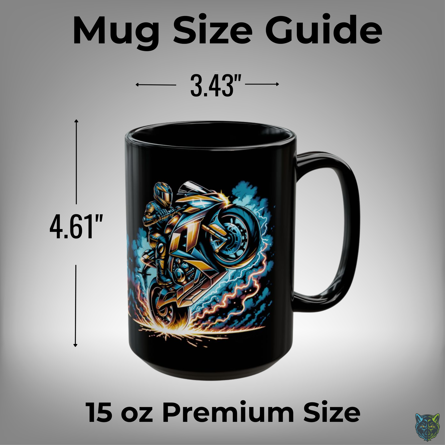 Motorcycle Wheelie Mug – Sport Bike Coffee Mug for Motorcycle Riders and Racing Fans – 15oz – by Lair Gadgets