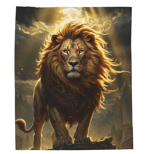 Lion Throw Blanket – Plush Wildlife Blanket for Couch Bed Sofa – Majestic Lion Decor – Crown of Dominion by Lair Gadgets