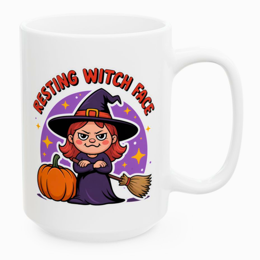 Resting Witch Face Mug Funny Halloween Witch 15oz Ceramic