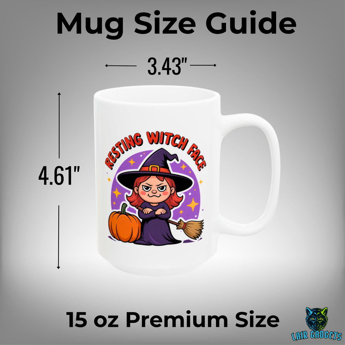 Resting Witch Face Coffee Mug – 15oz White Ceramic