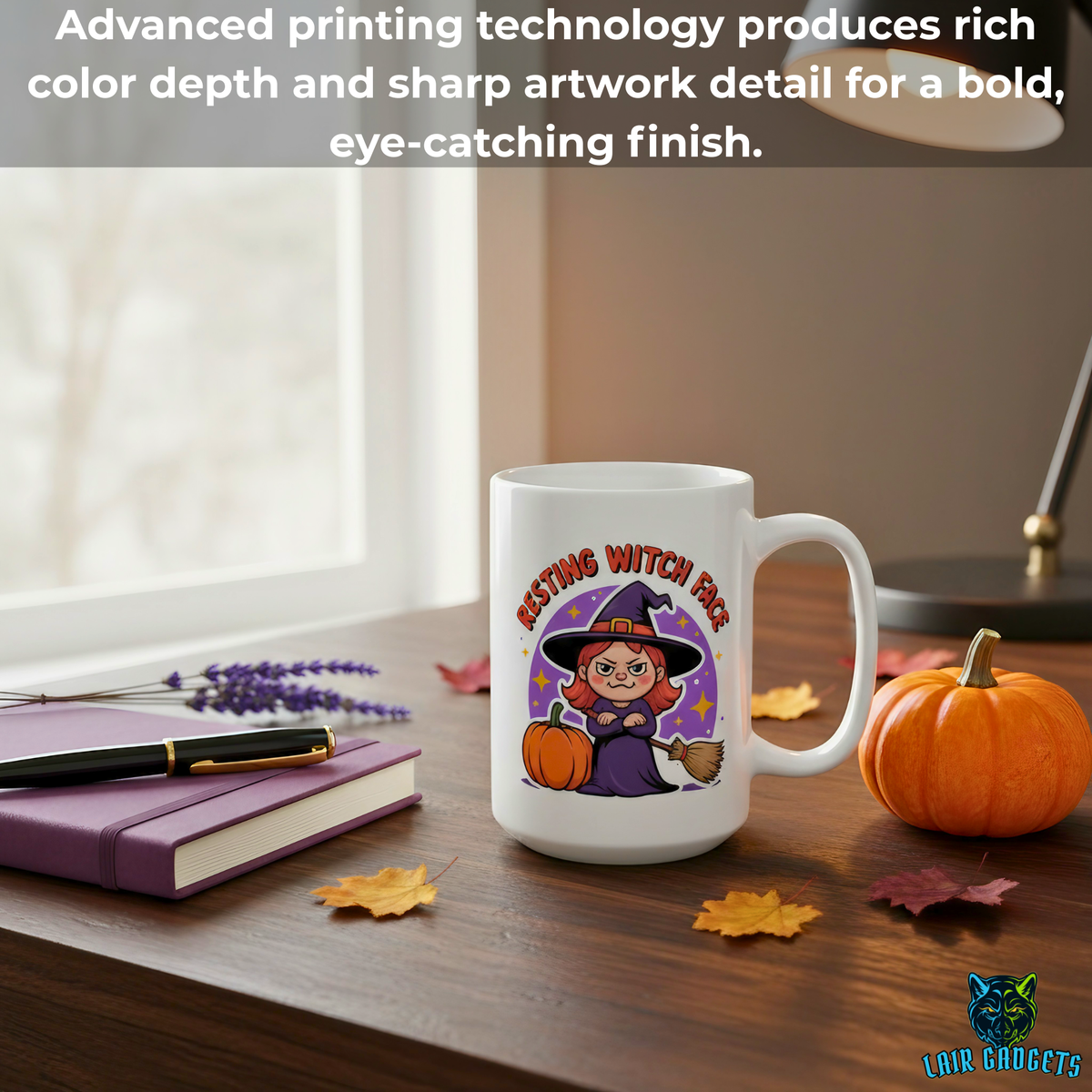 Resting Witch Face Coffee Mug – 15oz White Ceramic