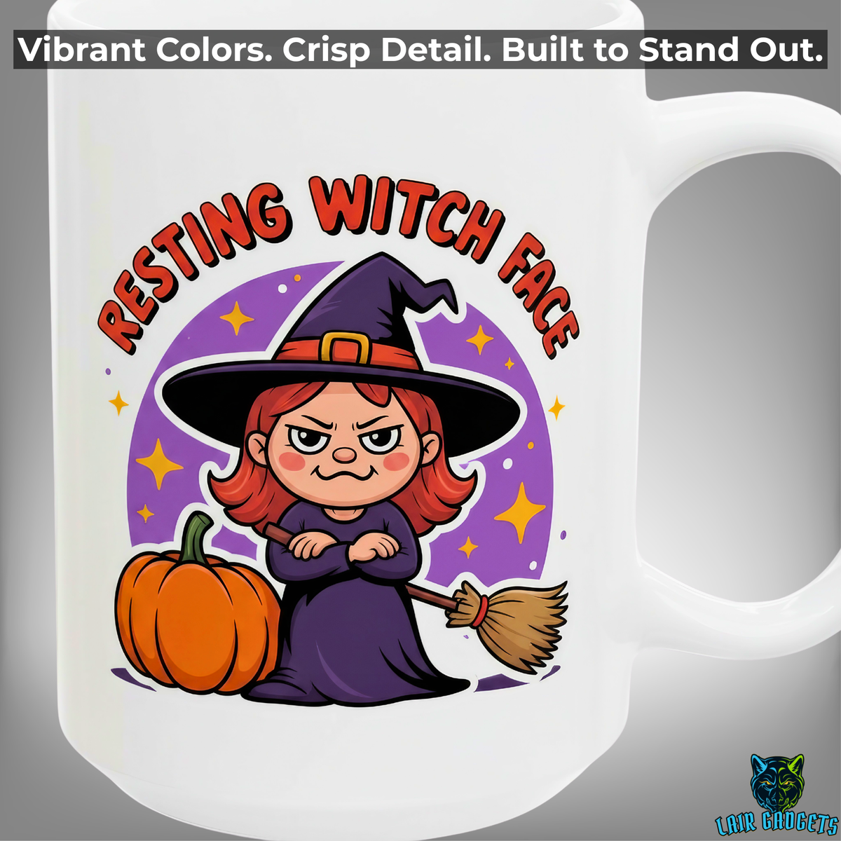 Resting Witch Face Coffee Mug – 15oz White Ceramic