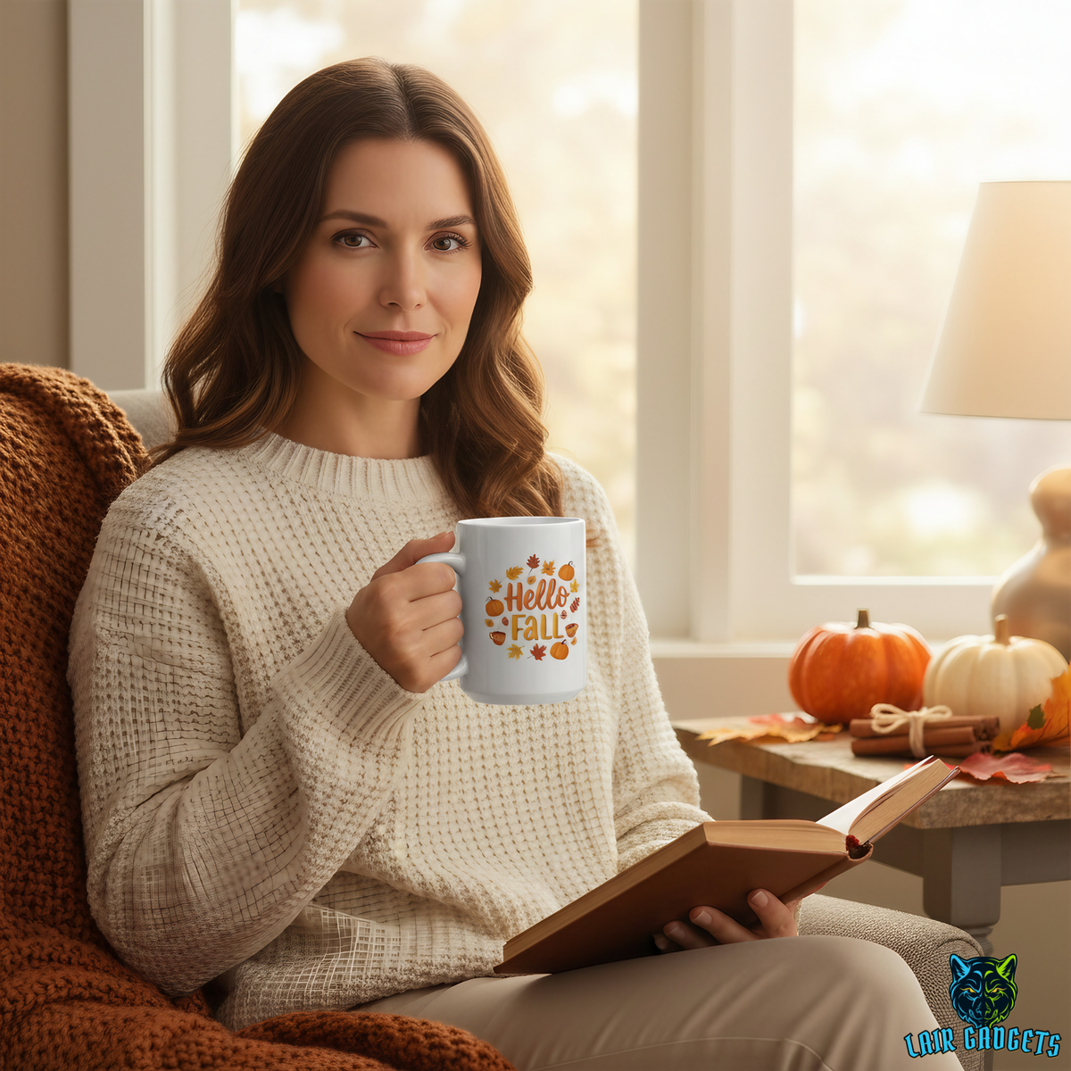 Hello Fall Pumpkin Coffee Mug – 15oz White Ceramic