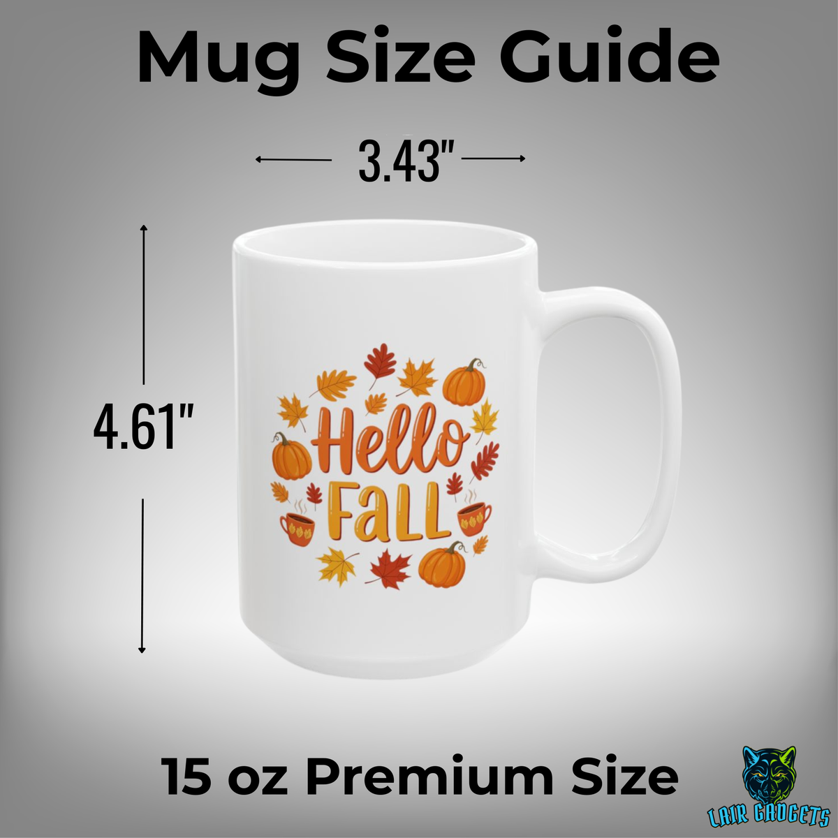 Hello Fall Pumpkin Coffee Mug – 15oz White Ceramic