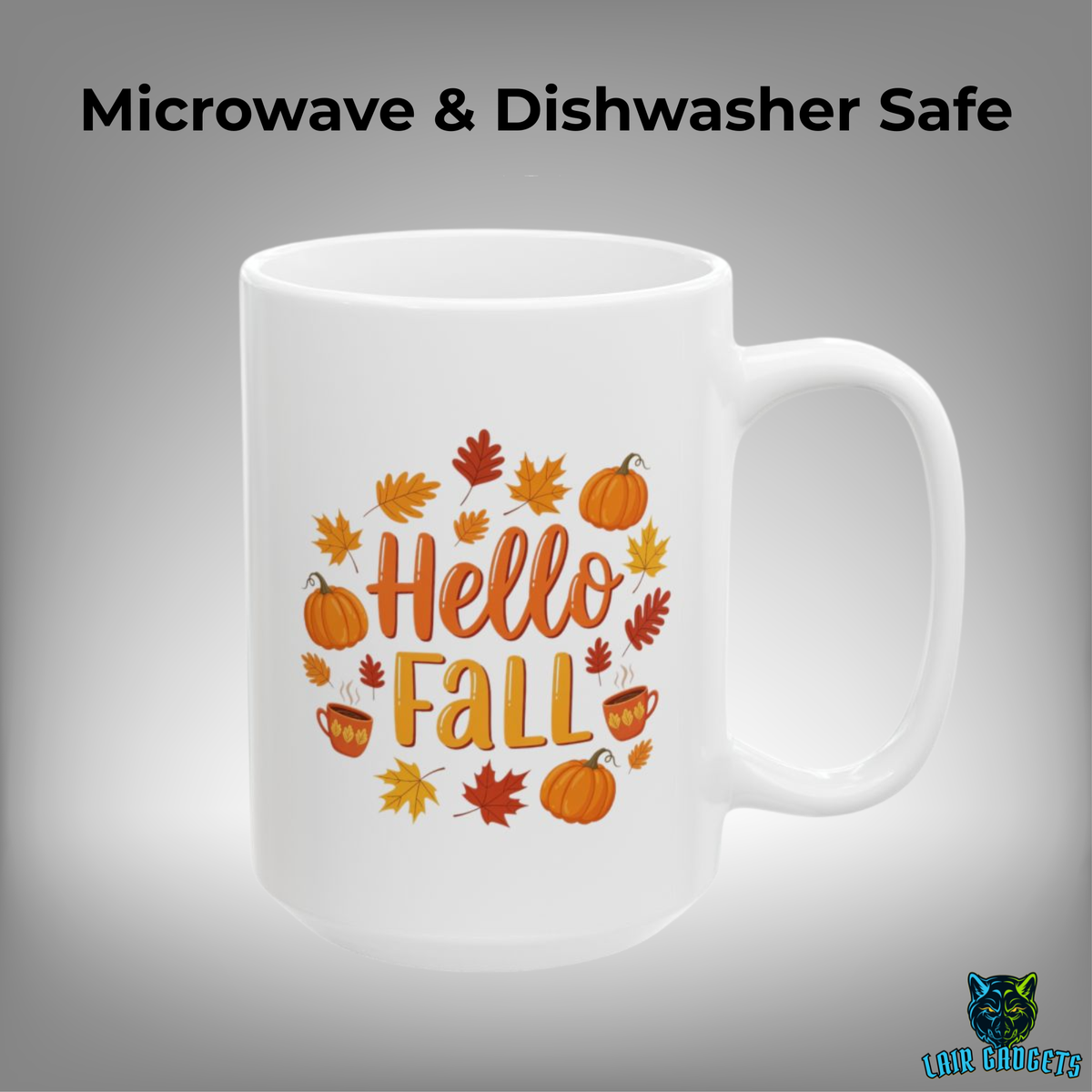 Hello Fall Pumpkin Coffee Mug – 15oz White Ceramic