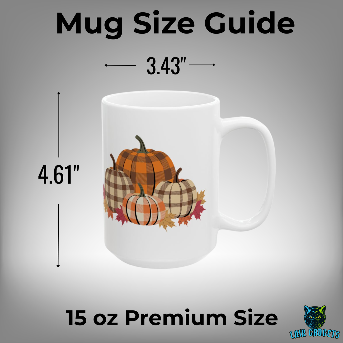 Plaid Pumpkin Mug Fall Harvest Design White 15oz Ceramic