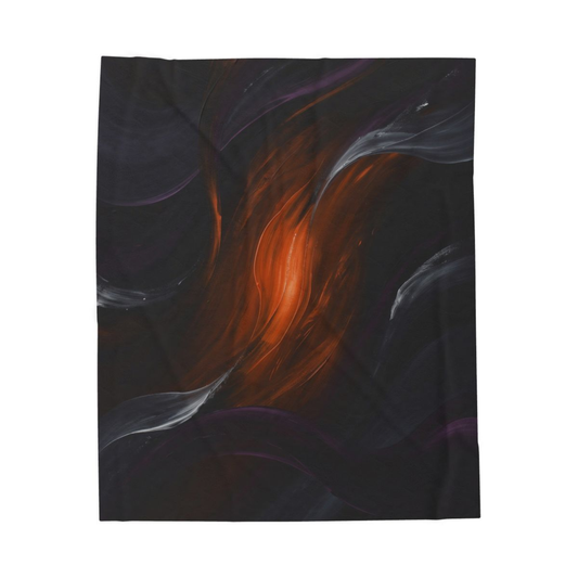 Abstract Throw Blanket Modern Black Orange Decor 60x80 Plush