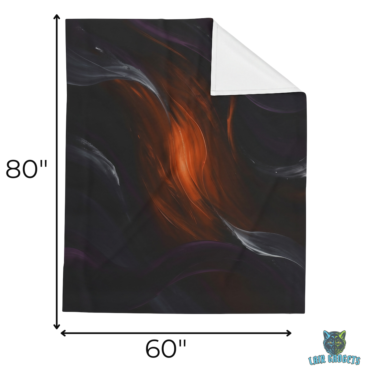 Abstract Throw Blanket Modern Black Orange Decor 60x80 Plush