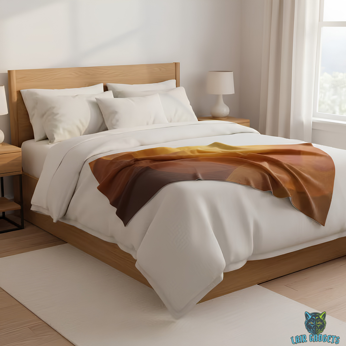 Abstract Throw Blanket Golden Modern Decor Plush