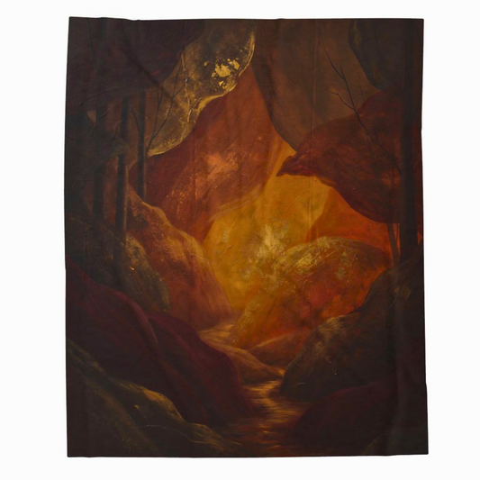 Mystical Forest Canyon Plush Throw Blanket Cinematic Fantasy Decor