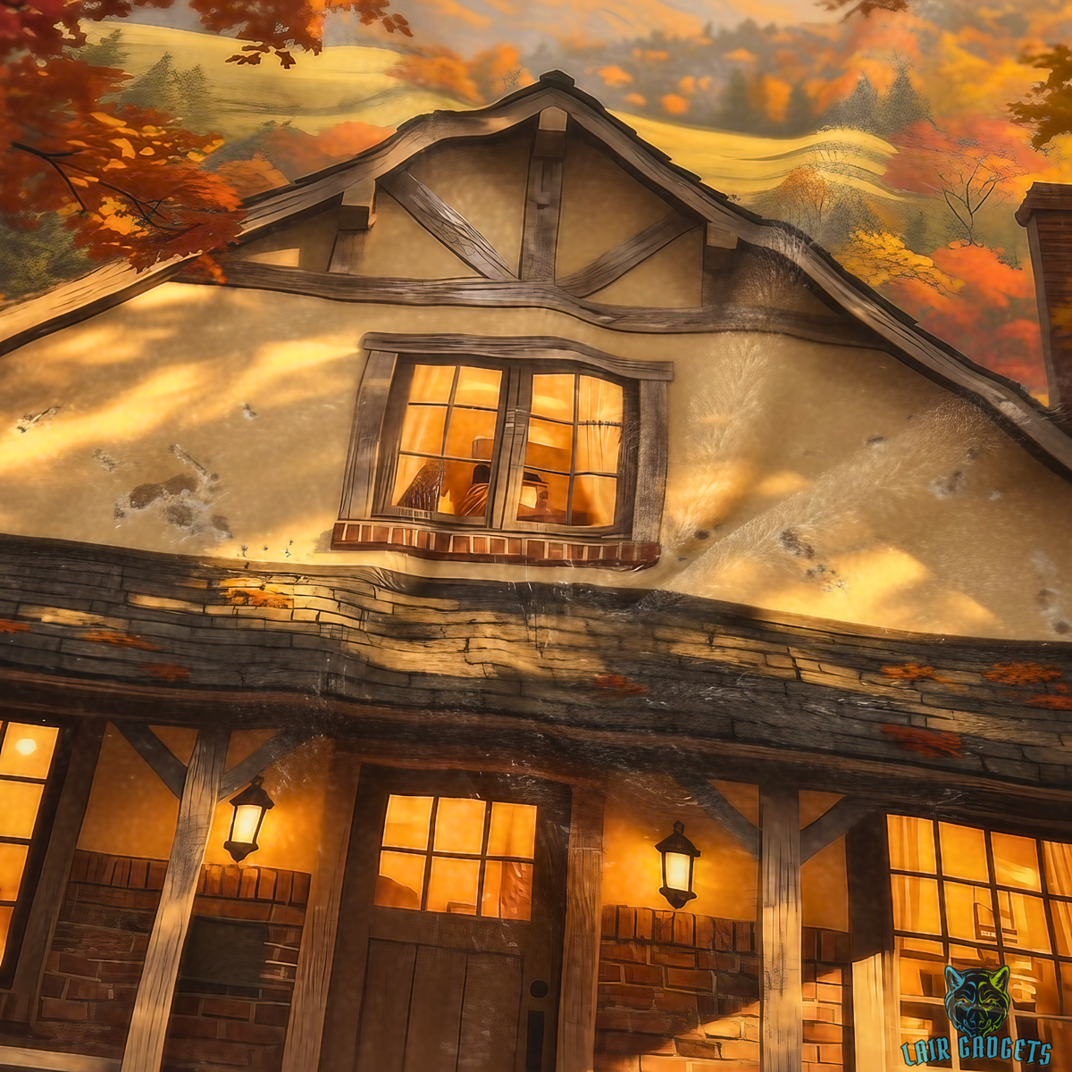 Autumn Cottage Pumpkin Pathway Plush Throw Blanket Fall Decor