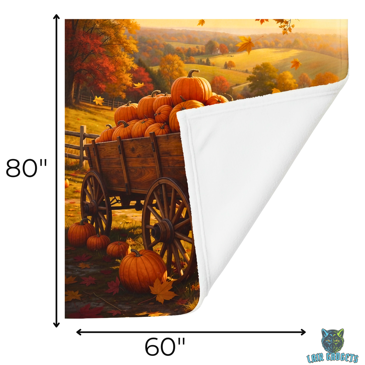 Rustic Pumpkin Harvest Wagon Countryside Plush Throw Blanket
