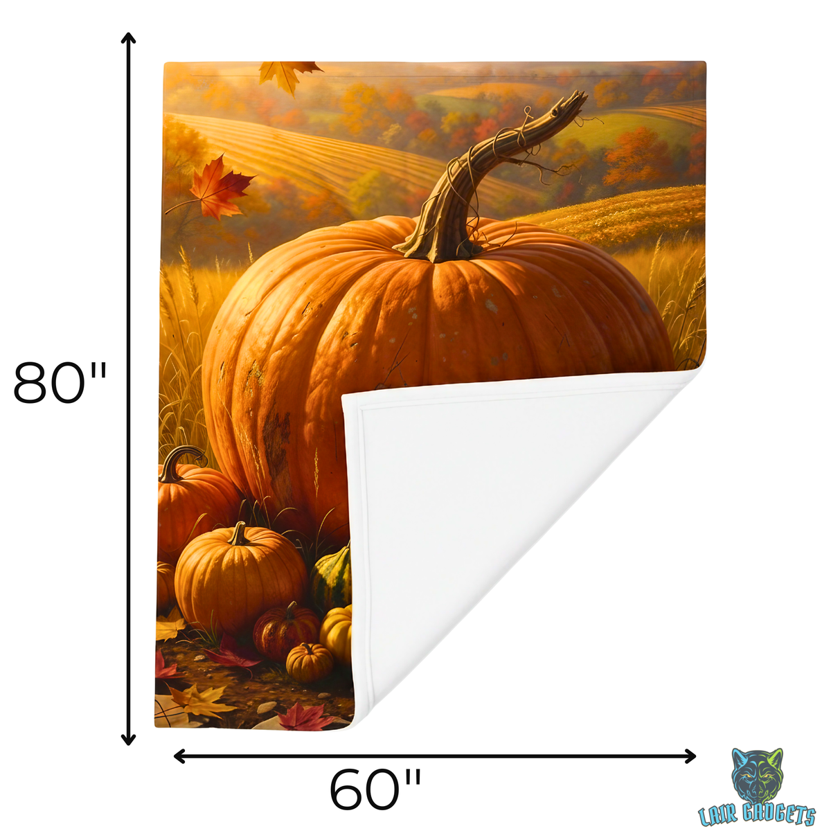 Giant Heirloom Pumpkin Harvest Field Plush Throw Blanket