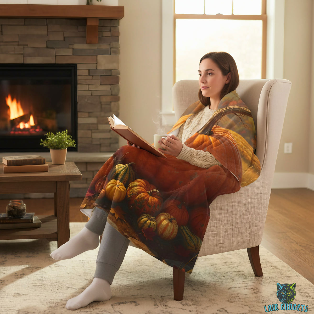 Giant Heirloom Pumpkin Harvest Field Plush Throw Blanket