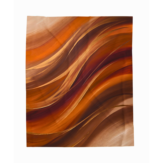 Abstract Rust Copper Wave Plush Throw Blanket Modern Art Decor