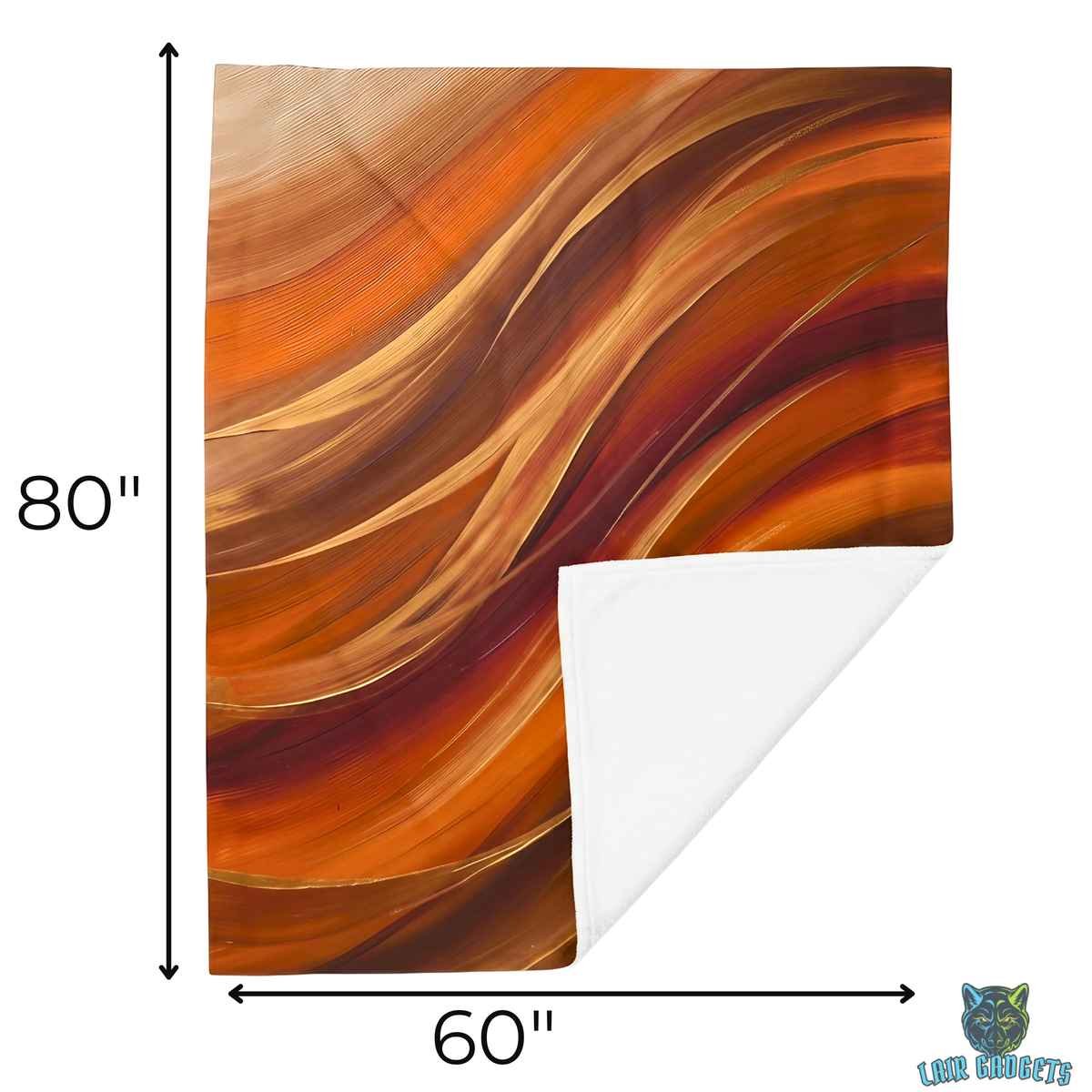 Abstract Rust Copper Wave Plush Throw Blanket Modern Art Decor