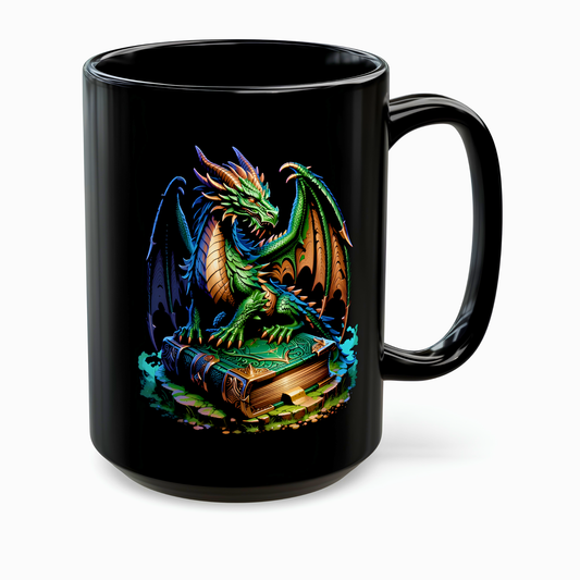 Dragon Book Mug for Fantasy Readers Green Dragon Coffee Cup Gift