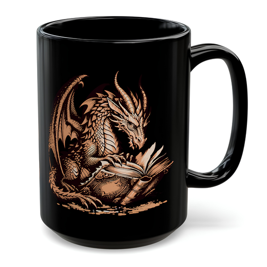 Dragon Reading Book Mug for Bookworms Fantasy Coffee Cup Gift