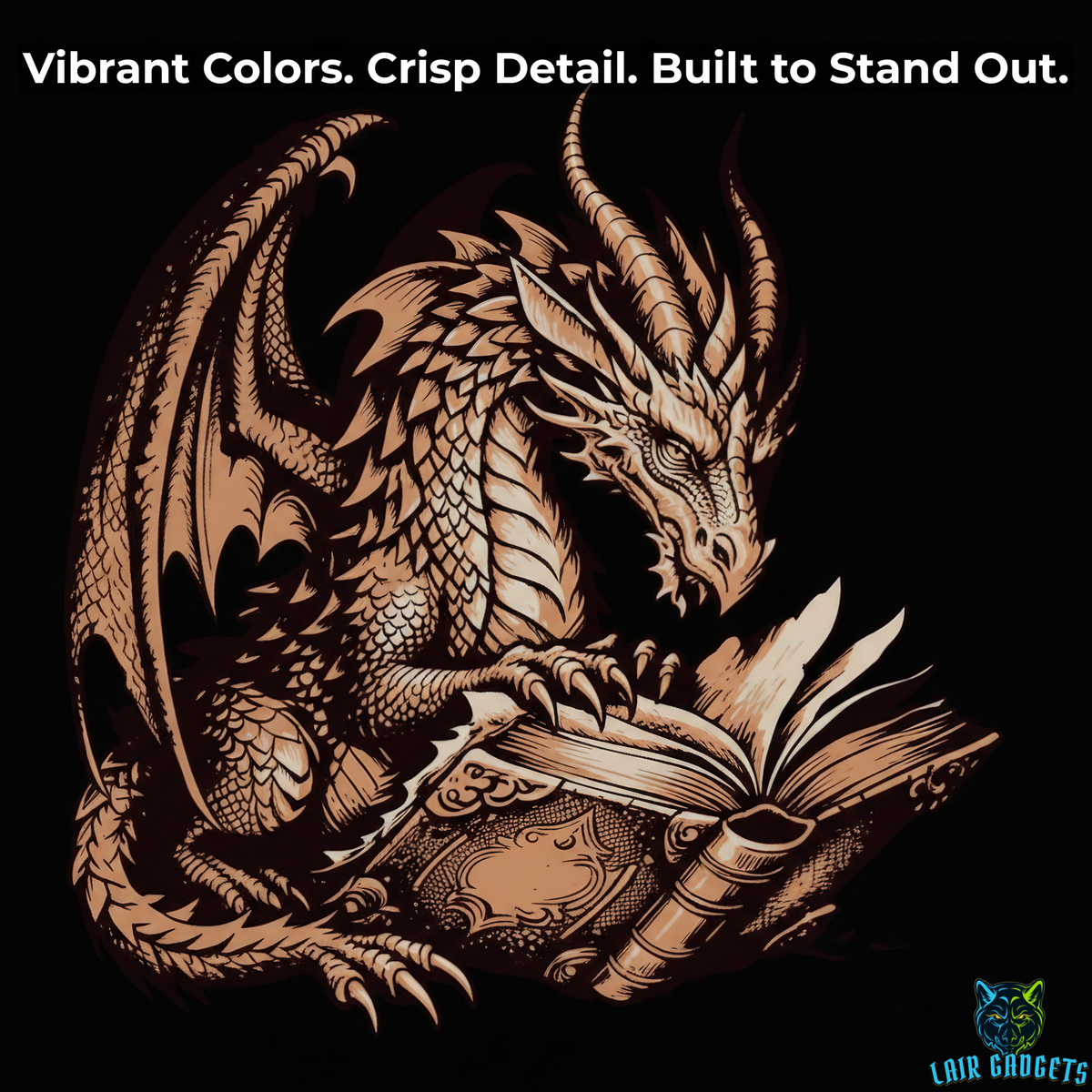 Copper Dragon Reading Coffee Mug – 15oz Black Ceramic