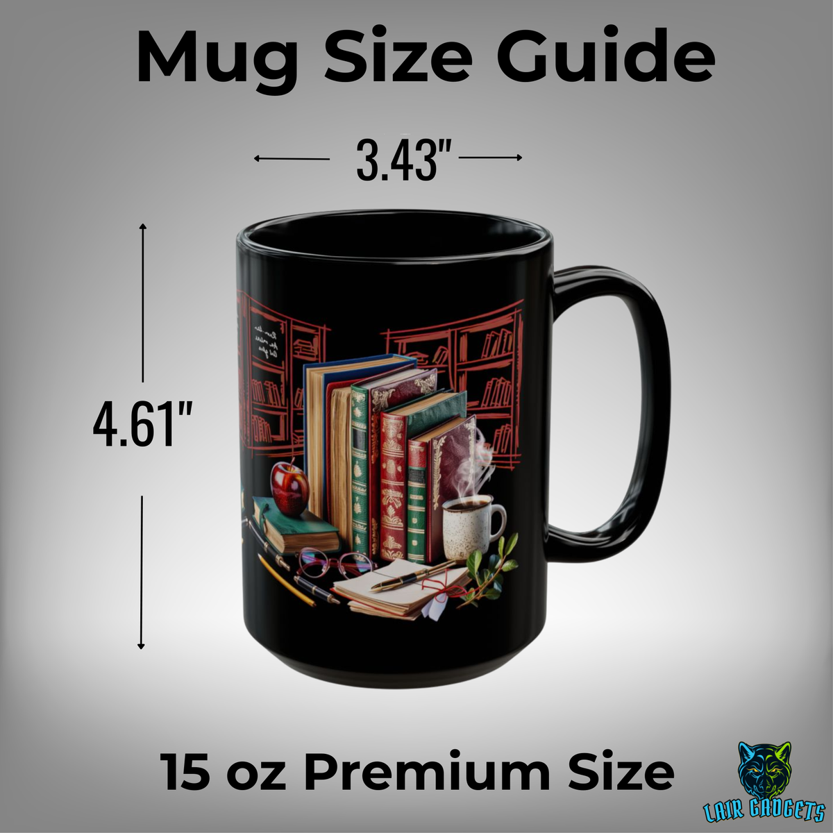 Teacher Classic Books Coffee Mug – 15oz Black Ceramic