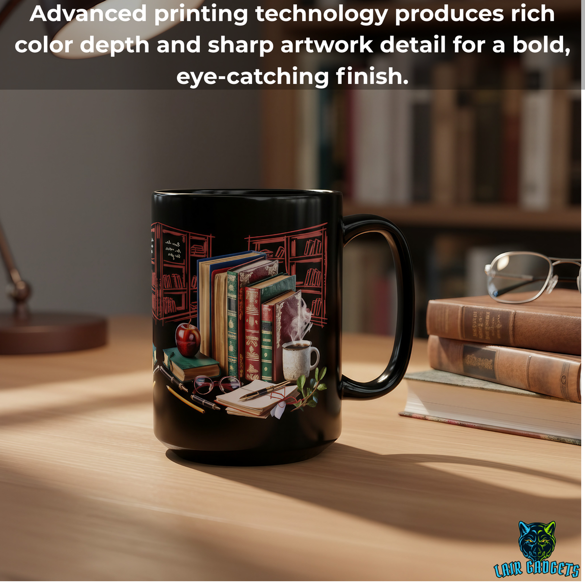 Teacher Classic Books Coffee Mug – 15oz Black Ceramic