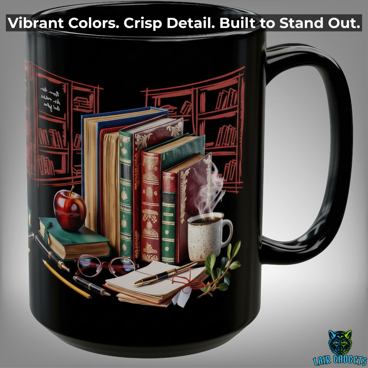 Teacher Classic Books Coffee Mug – 15oz Black Ceramic