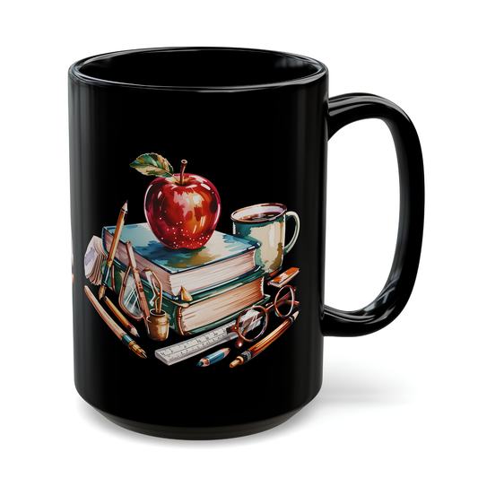 Teacher Appreciation Watercolor Mug Apple Books Coffee Cup Gift