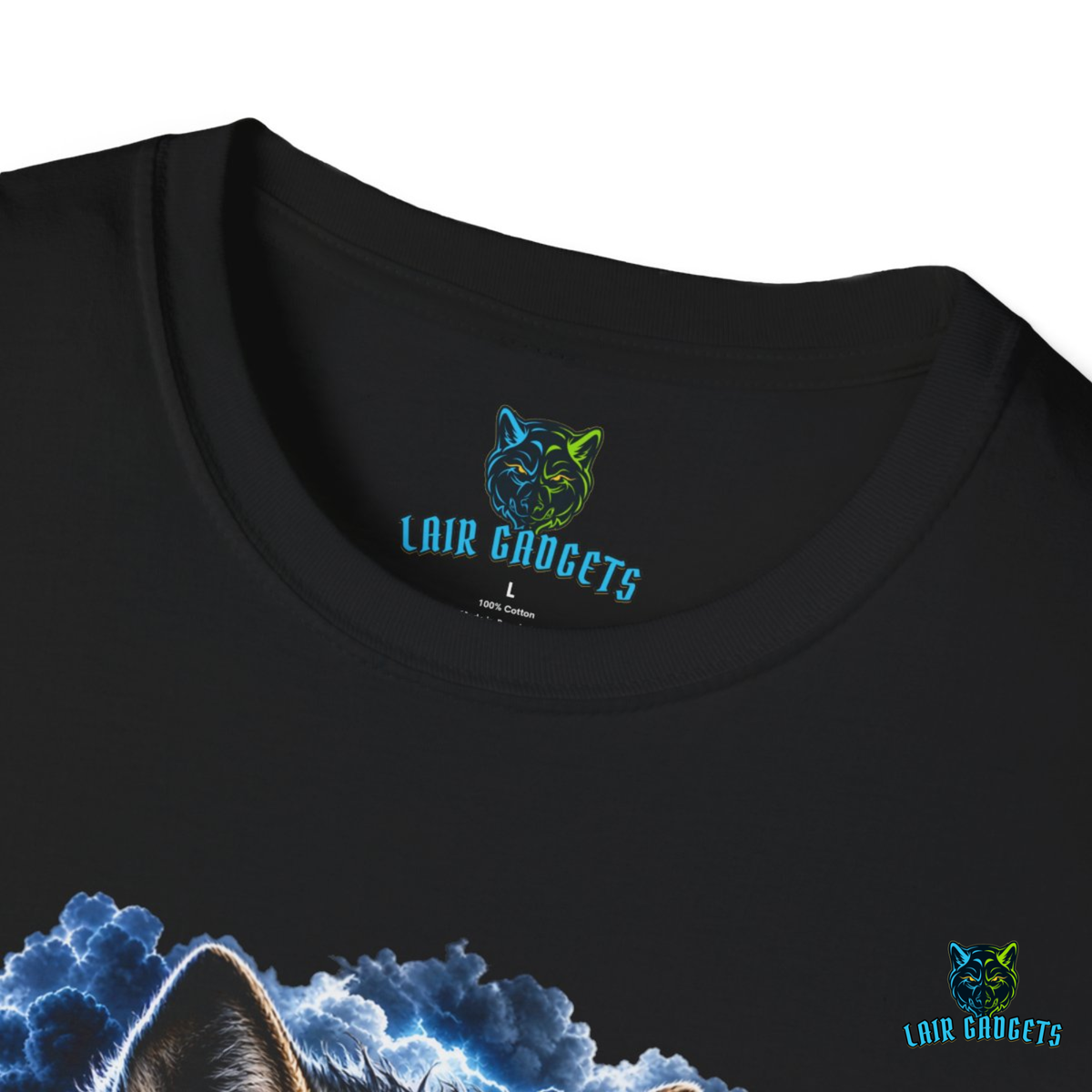 Lightning Storm Wolf T-Shirt – Unisex Black Graphic Tee