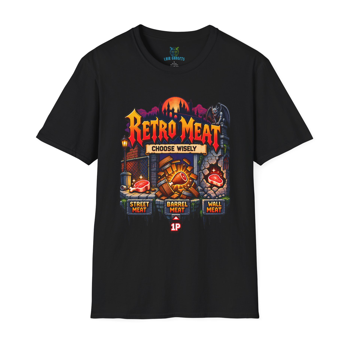 Retro Meat – Choose Wisely Pixel Art Gamer T-Shirt