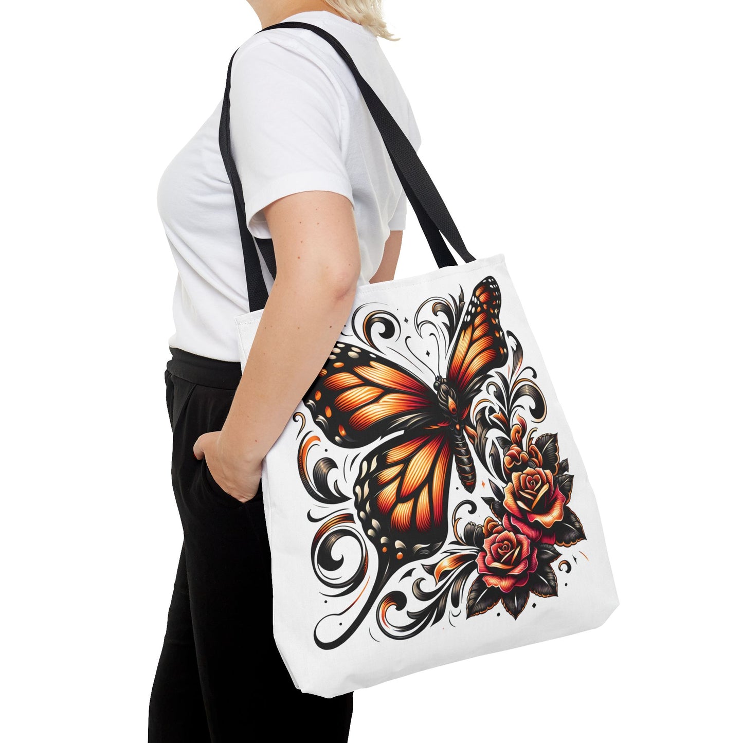 Butterfly Floral Tote Bag - Chic Shopper, Eco-Friendly Gift, Stylish Carryall, Travel, Beach, Art Lover's Accessory