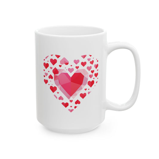Pink Red Heart Cluster Coffee Cup 15oz- Score 93