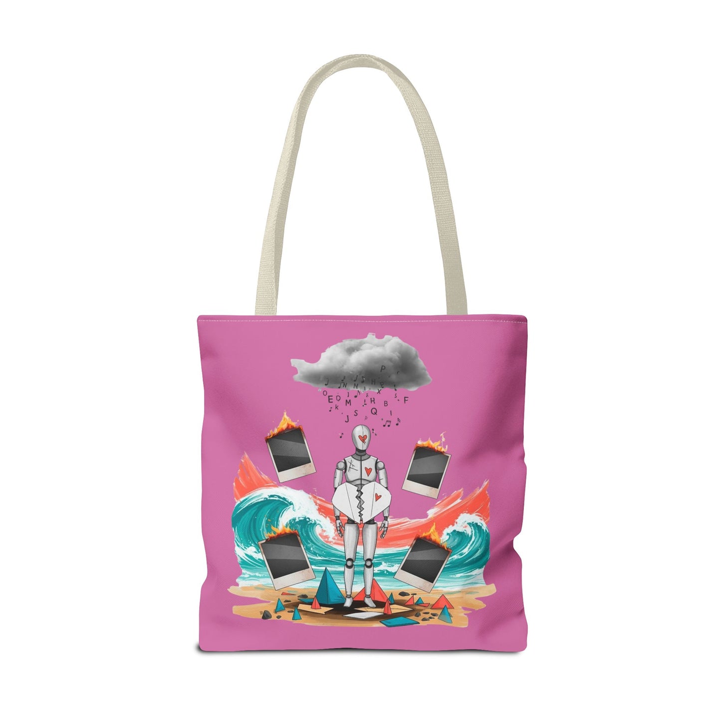 Surreal Art Tote Bag - Colorful Ocean Waves, Unique Canvases, Artistic Gift Idea, Beach Lover Bag, Creative Work Tote