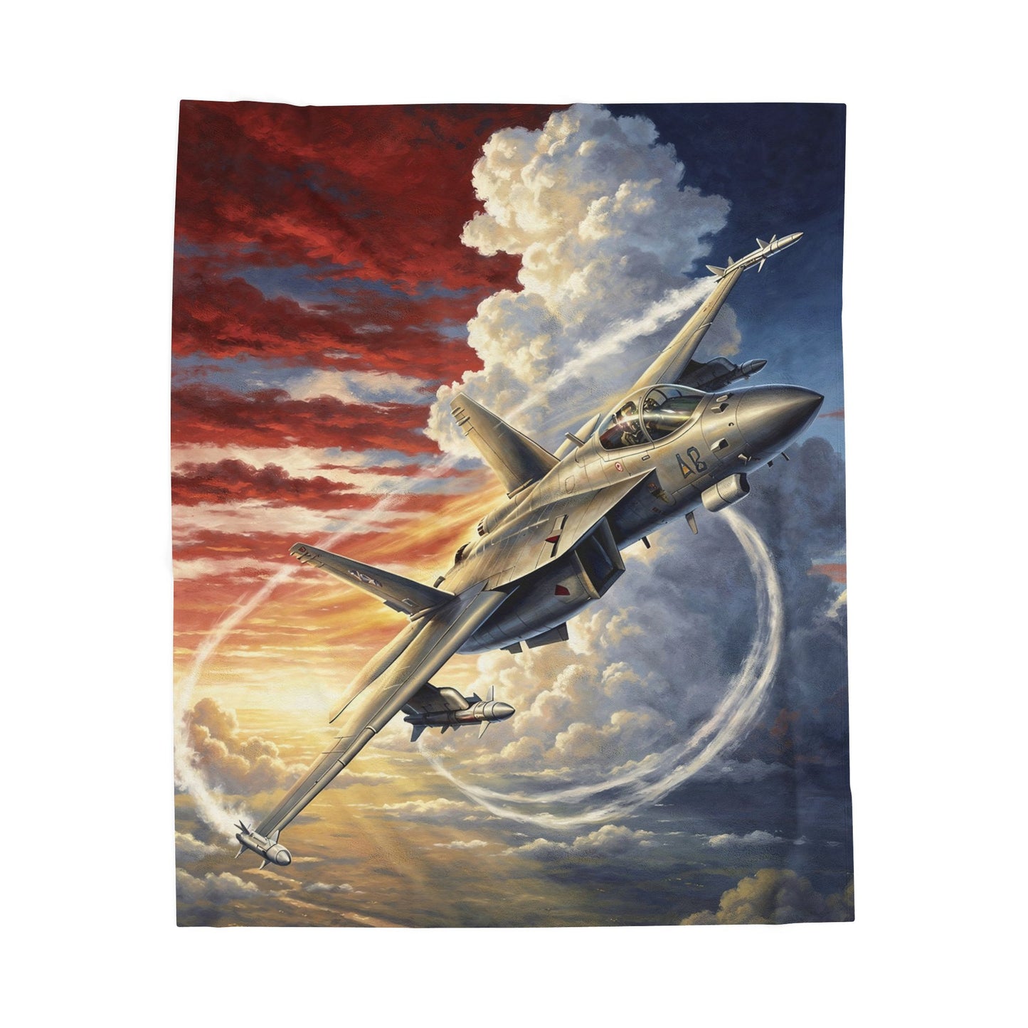Fighter Jet Throw Blanket  – Military Aviation Patriotic Decor – Soft Plush Air Force Inspired Accent for Couch Bed Chair – by Lair Gadgets