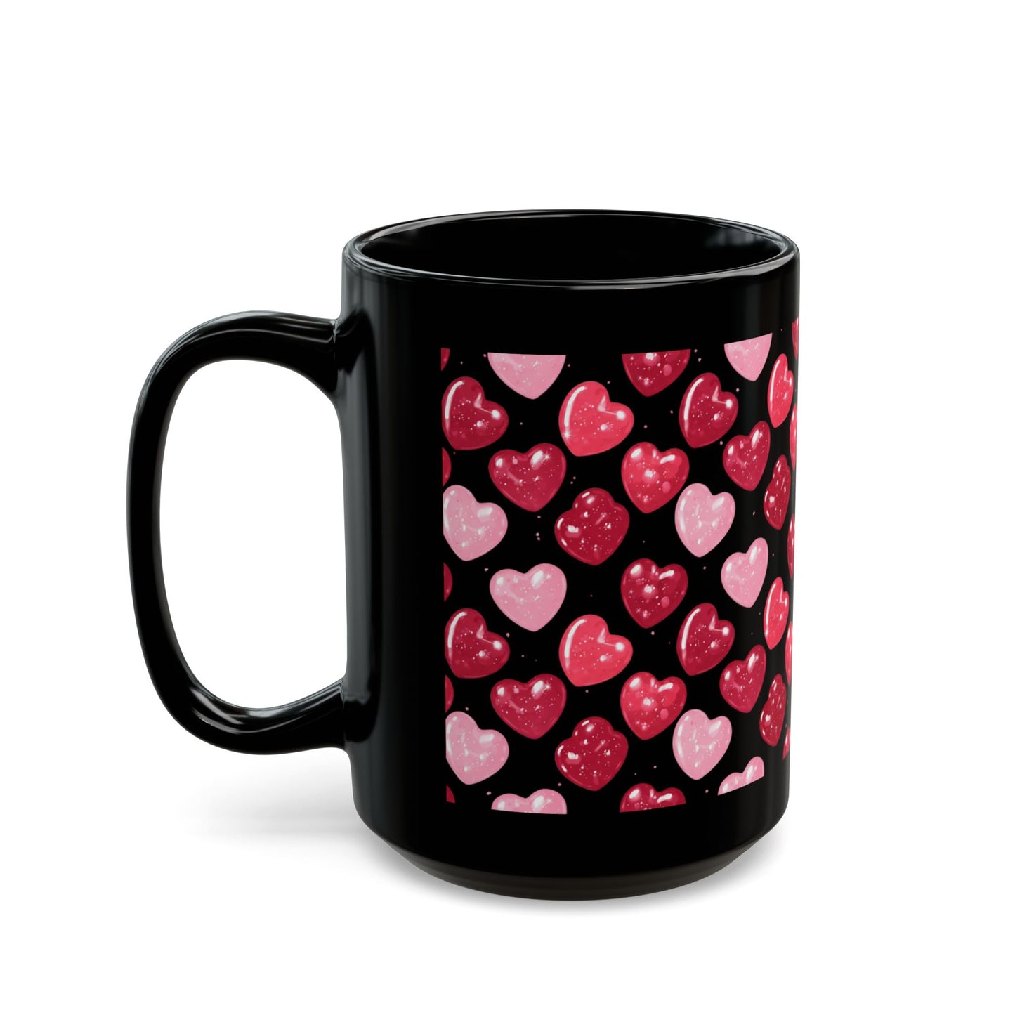 Black and Pink Aesthetic Coffee Mug 15oz Cute Gothic Heart Design by Lair Gadgets Black Mug (15oz)