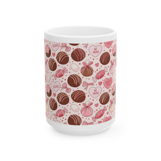 Monster Dig- Valentine Chocolate Truffle Pattern 15oz Ceramic Mug