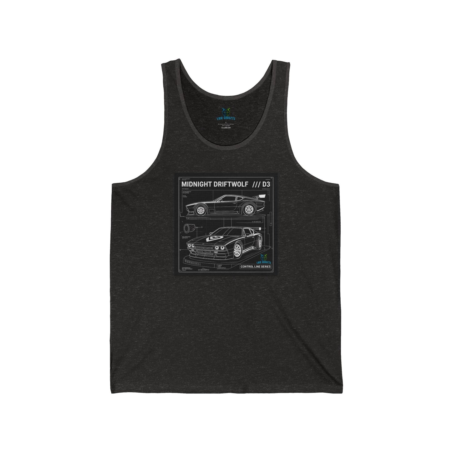 Midnight Driftwolf T-Shirt, Car Blueprint Design, Automotive Enthusiast, Racing Inspired Apparel, Unique Graphic Tee, D3 Control Line Series