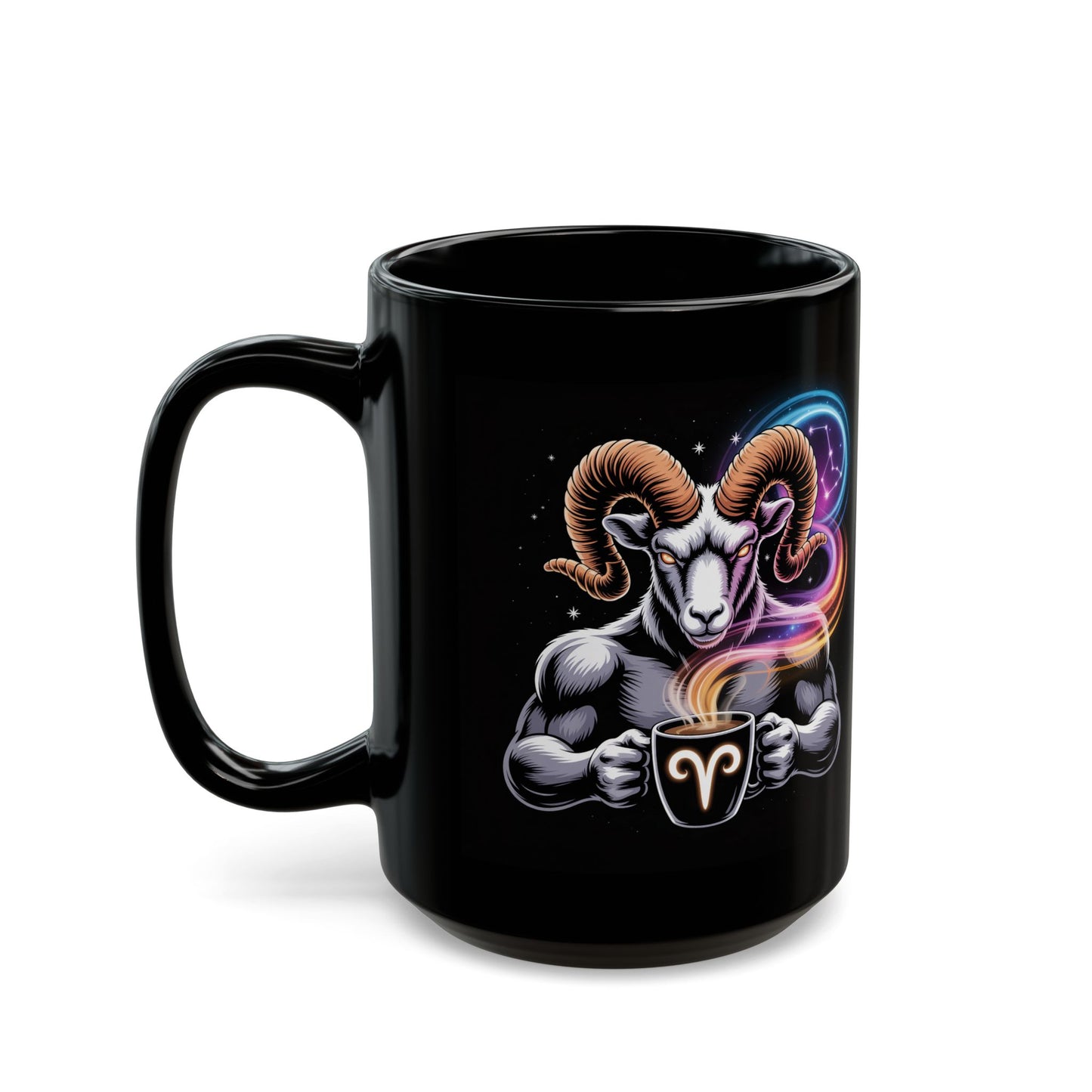 Aries Zodiac Mug, Astrology Coffee Cup, Gift for Aries Lovers, Personalized Horoscope Mug, Black Aries Mug, Unique Aries Gift