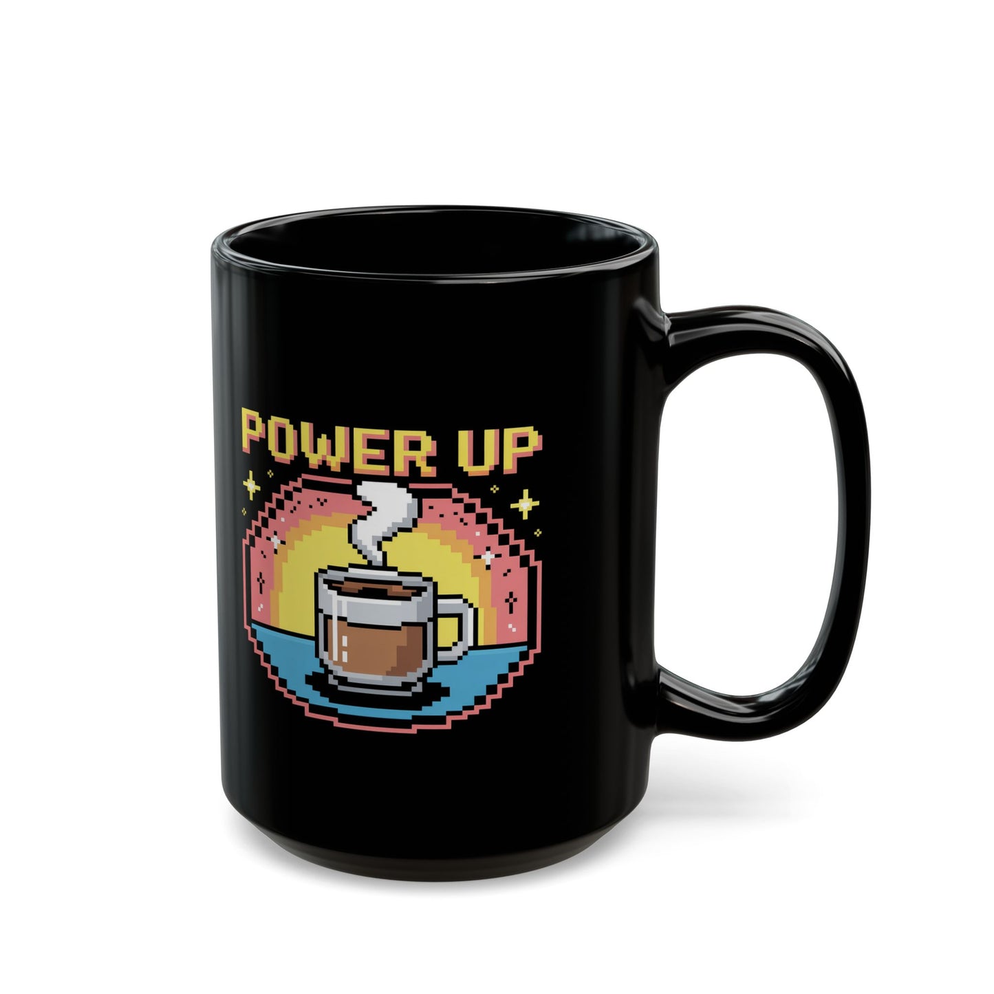 Pixel Art Coffee Mug | Power Up Design | Retro Gamer Gift | Coffee Lover's Mug | Unique Kitchenware | Birthday, Holiday Present