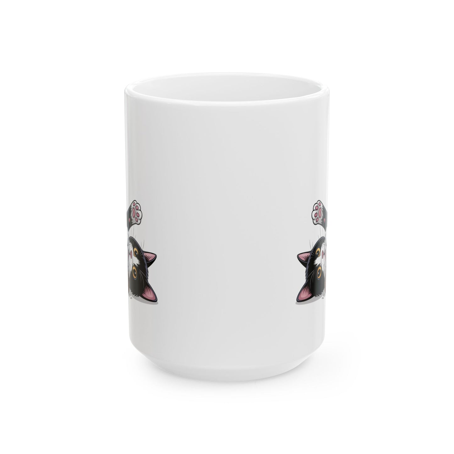 Cute Cat Coffee Mug – Cartoon Tuxedo Kitten Rolling Design – Ceramic  Cup – Cat Lover Gift – by Lair Gadgets