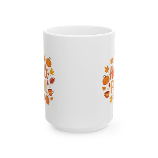 Fall-Themed Ceramic Mug, Autumn Coffee Cup, Thanksgiving Gift, Harvest Decor, Pumpkin Spice Lover's Mug
