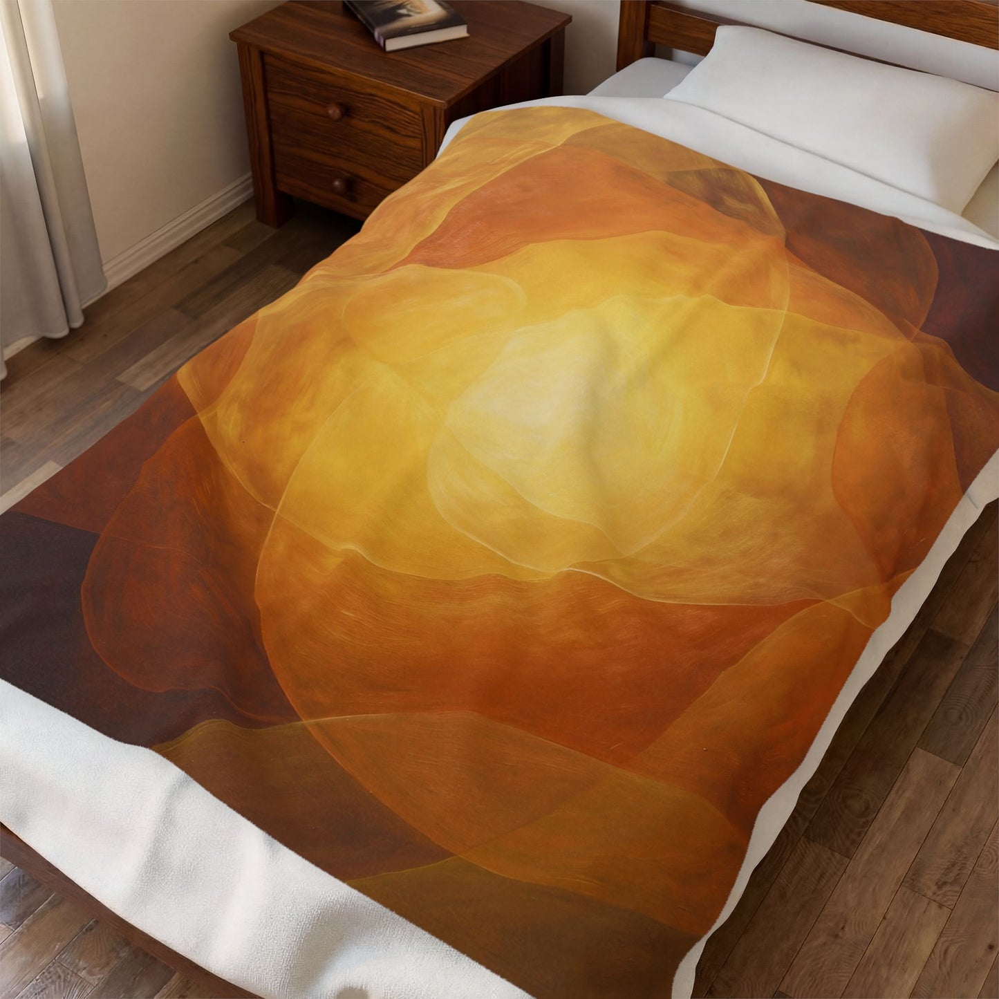 Fall Yellow Burst Abstract Velveteen Plush Blanket