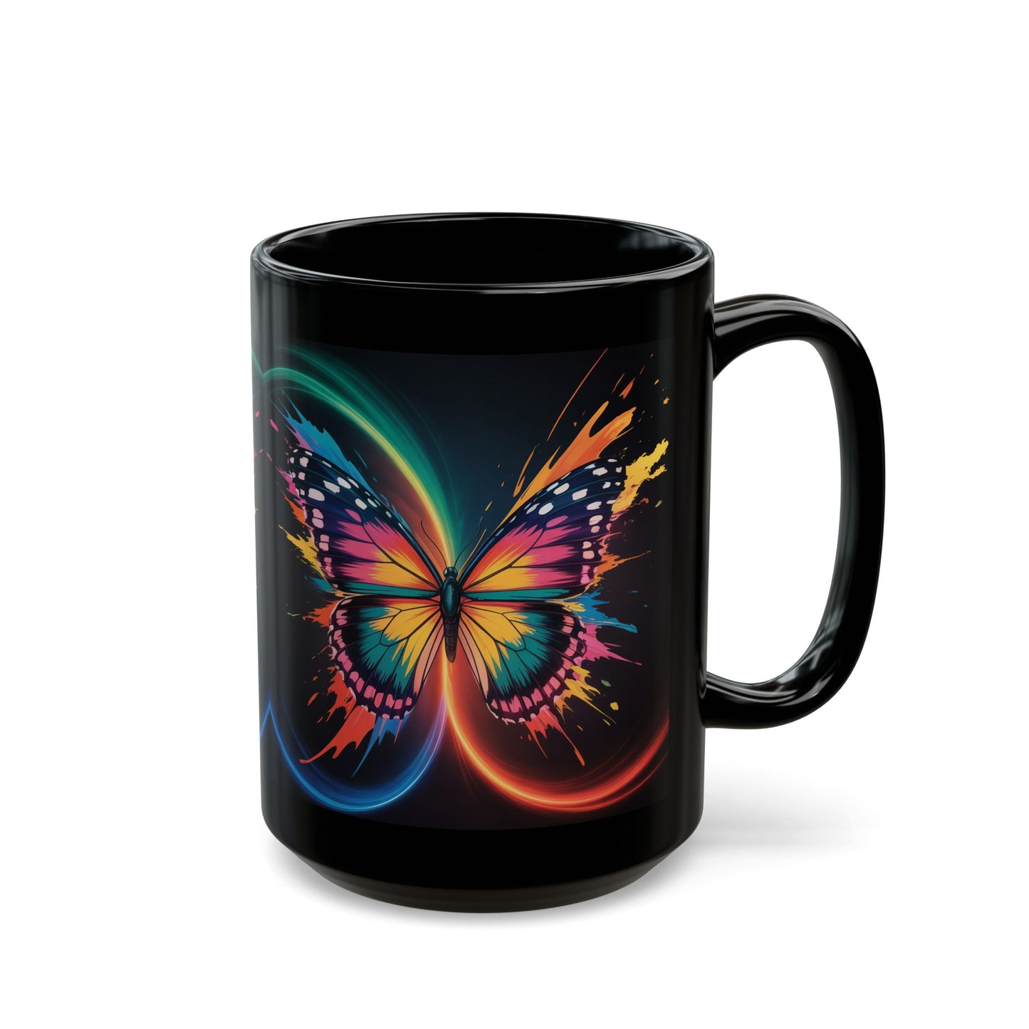 Butterfly Swirl Black Mug (15oz)
