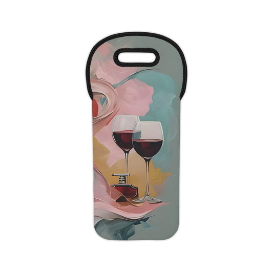 Elegant Wine Tote Bag with Glasses Design