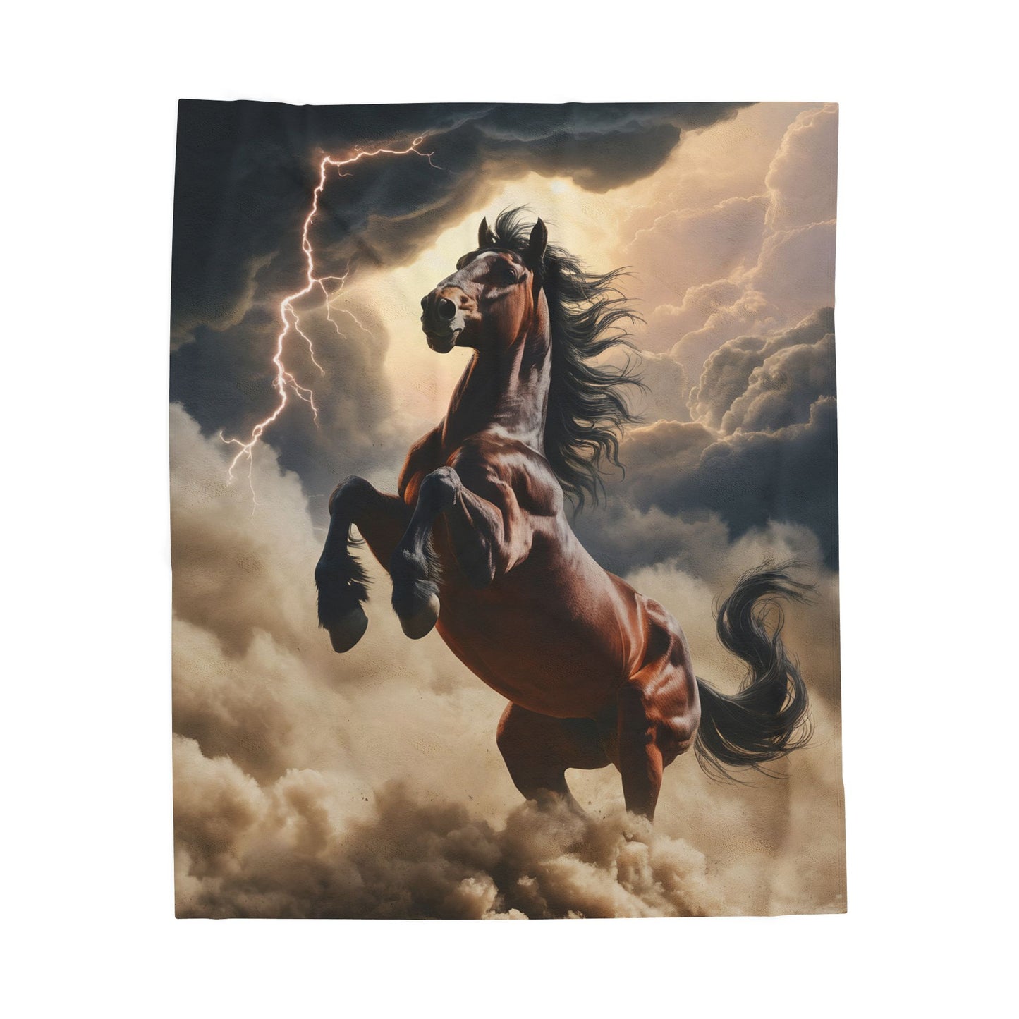 Velveteen Plush Blanket – Untamed Storm Horse –Soft Fleece Throw – Bold Western Lightning Horse Design – Cozy Couch Bed Blanket – by Lair Gadgets