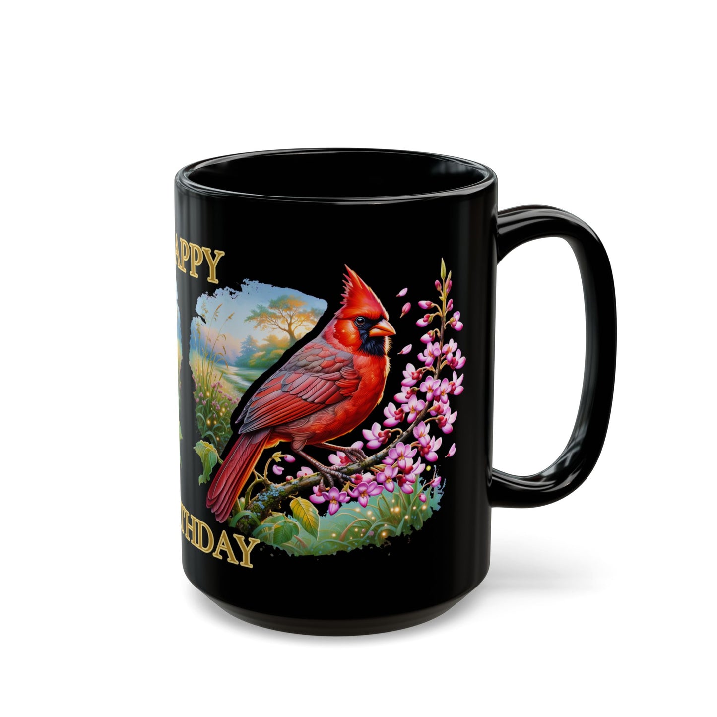 Happy Birthday Cardinal Edition Black Mug (15oz)