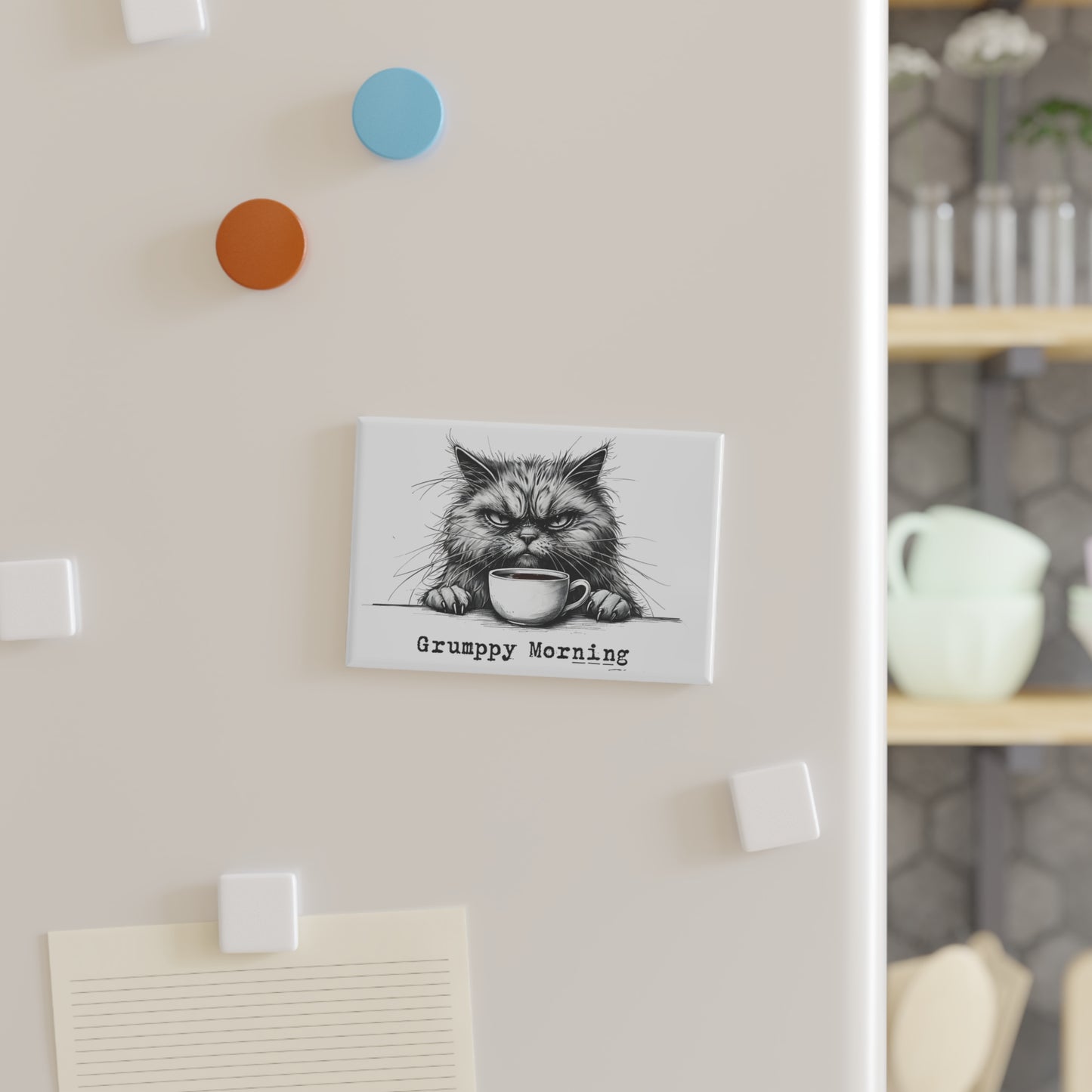 Grumpy Morning Cat Magnet - Humorous Kitchen Decor - Perfect Addition for Cat Lovers