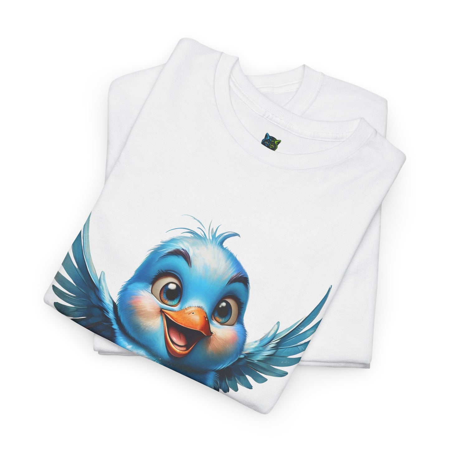 Playful Bluebird  Heavy Cotton Tee - Perfect for Nature Lovers & Everyday Wear