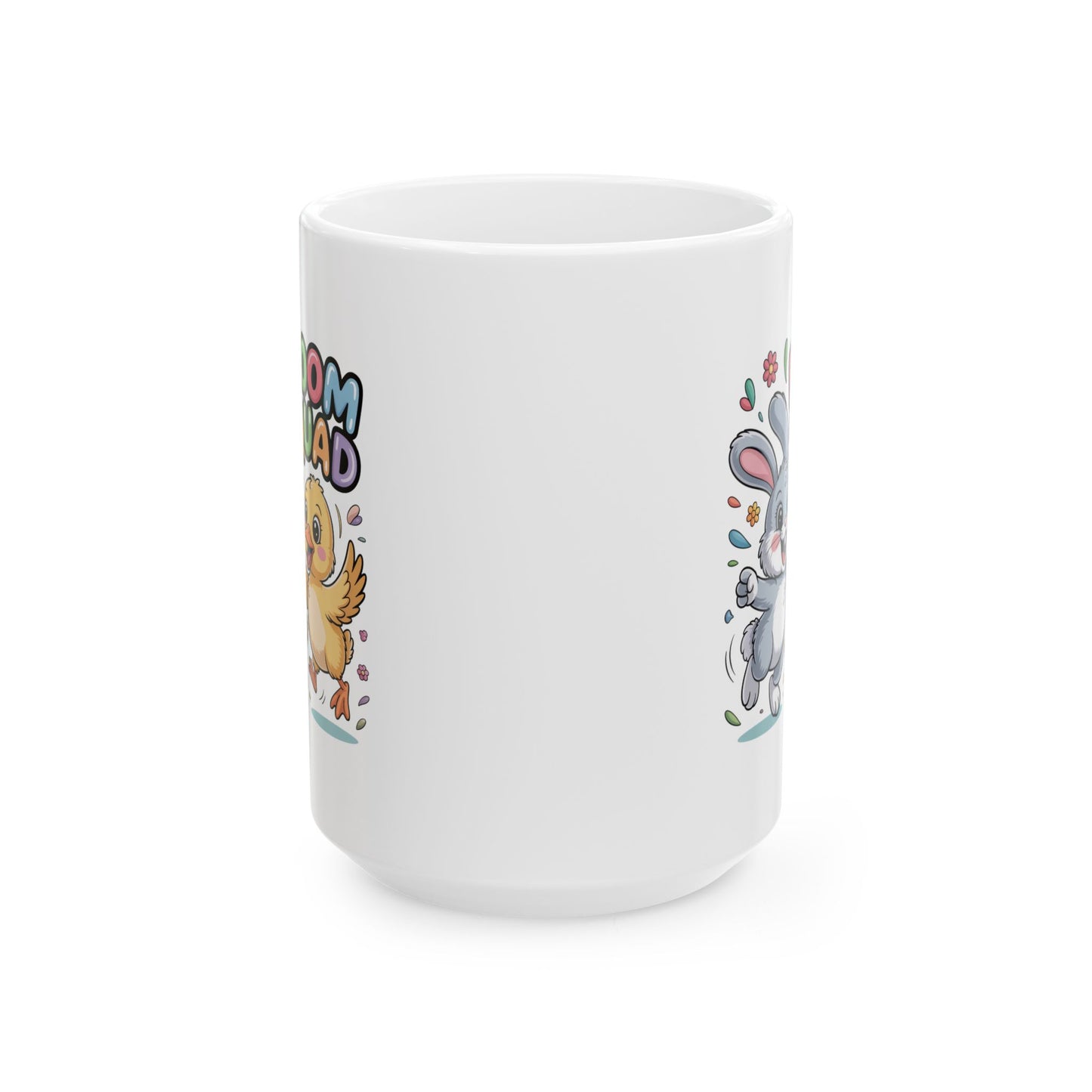 Bloom Squad w Lil Chickie Easter Bunny & Chick Ceramic Mug (11oz/15oz) — Cute Spring Animal Coffee Cup